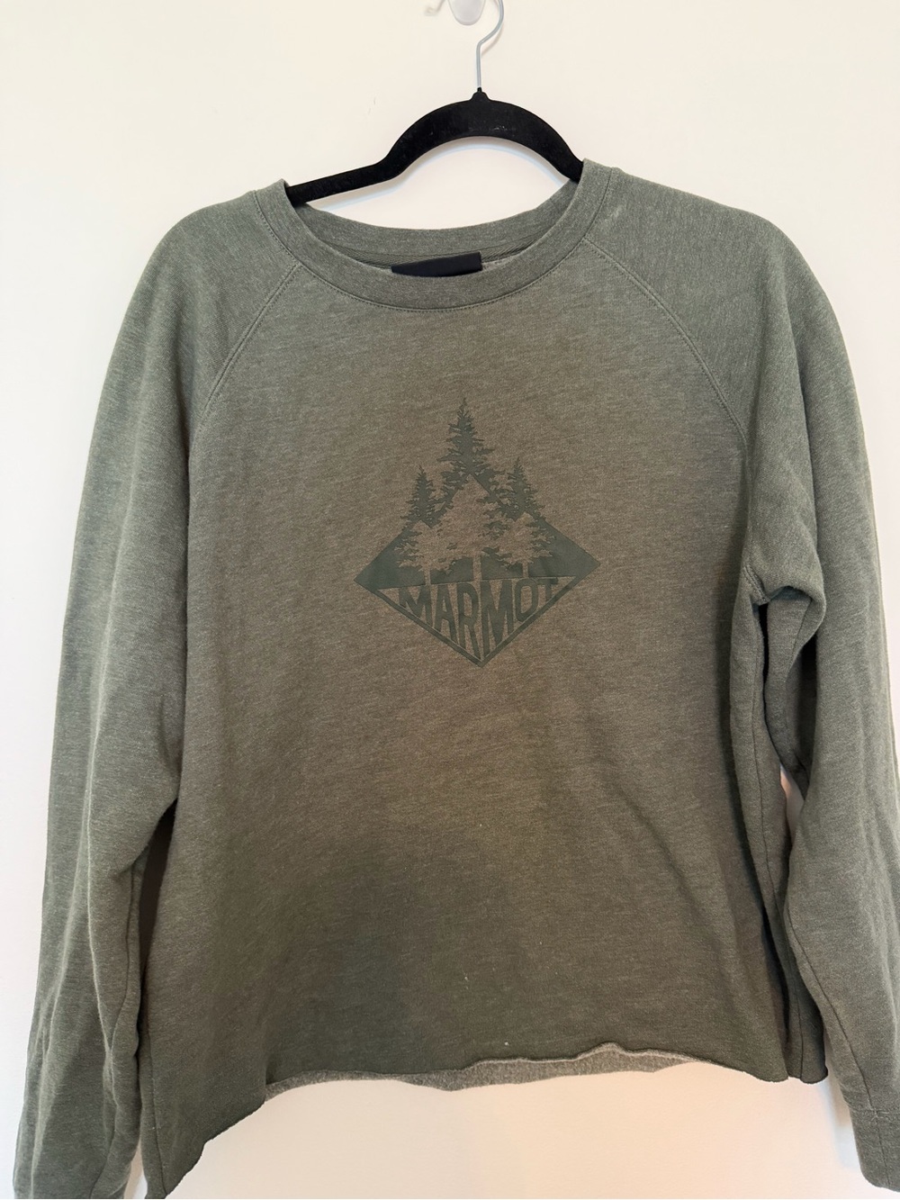 Marmot Men’s Large Olive Green Mountain Tree Graphic Crewneck Sweatshirt Outdoor